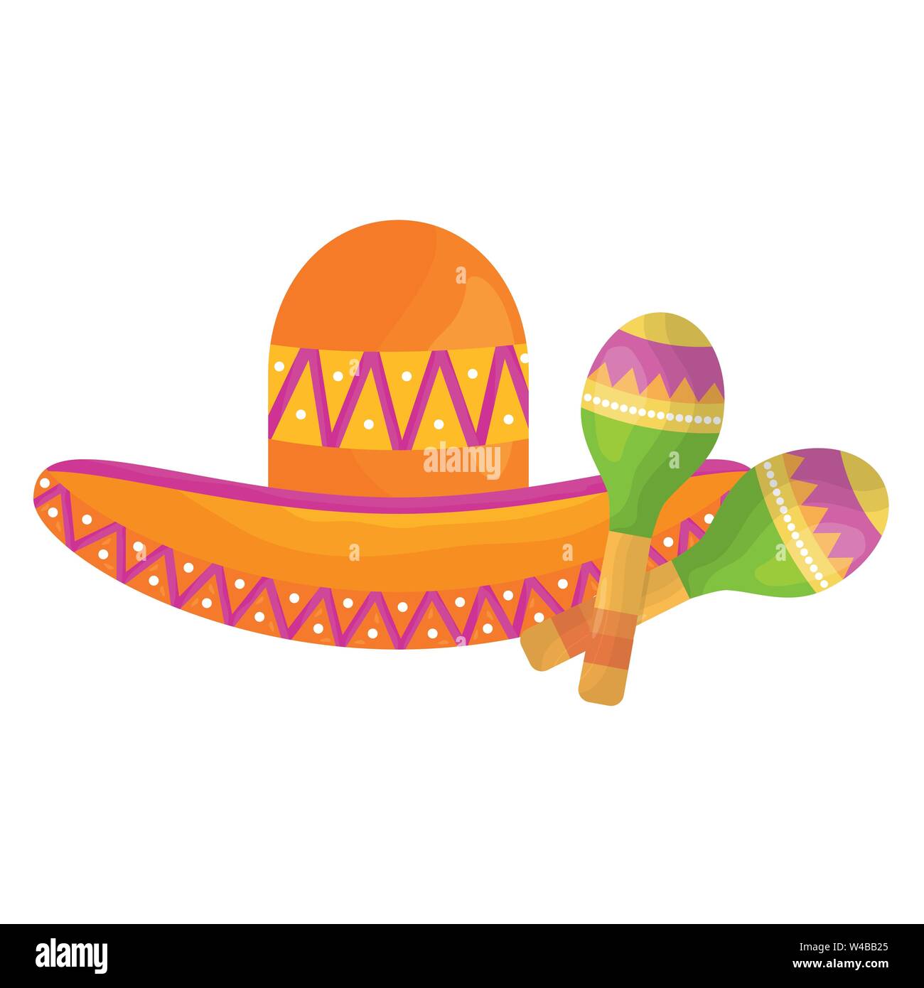 mexican hat with maracas vector illustration design Stock Vector Image ...