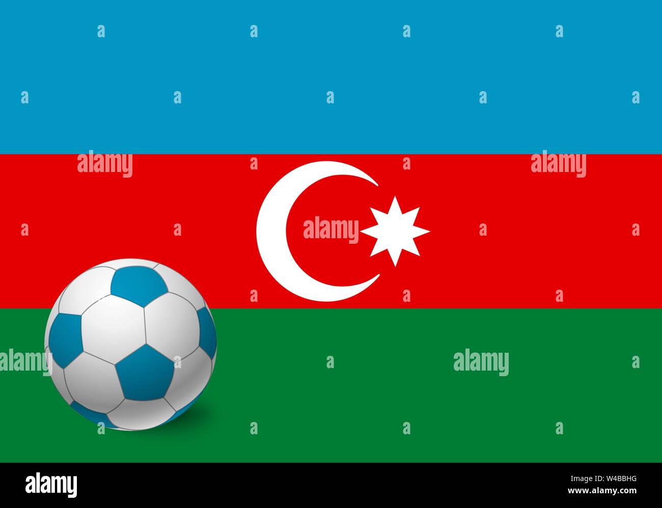 Azerbaijan flag and soccer ball. National football background. Soccer