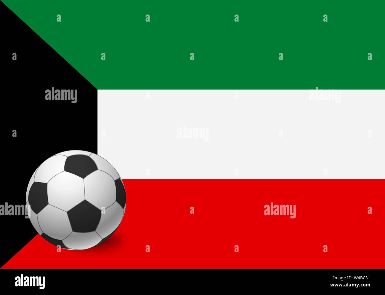 kuwait flag and soccer ball. National football background. Soccer ball
