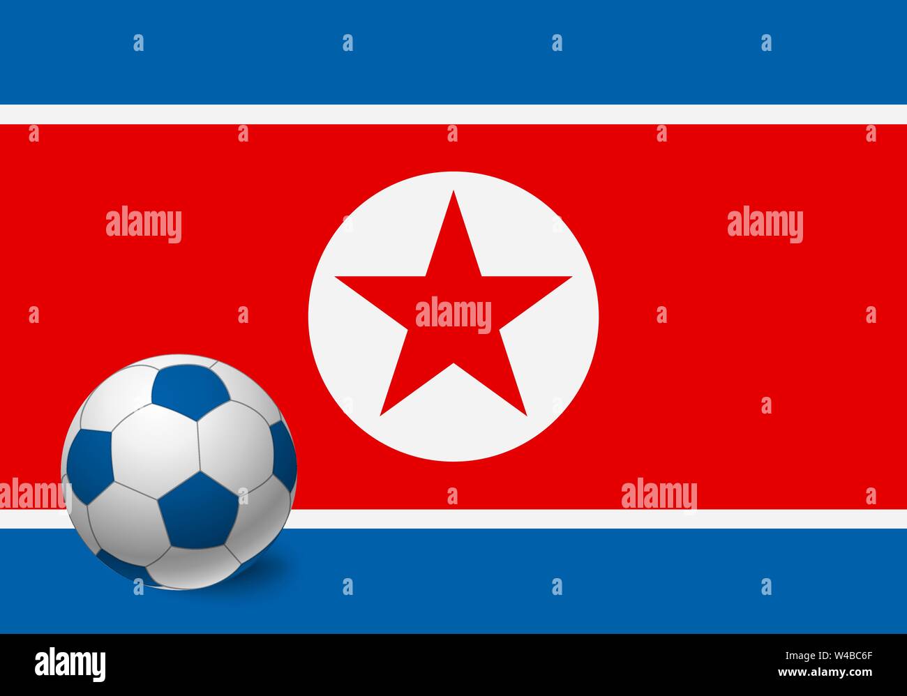 North Korea flag and soccer ball. National football background. Soccer