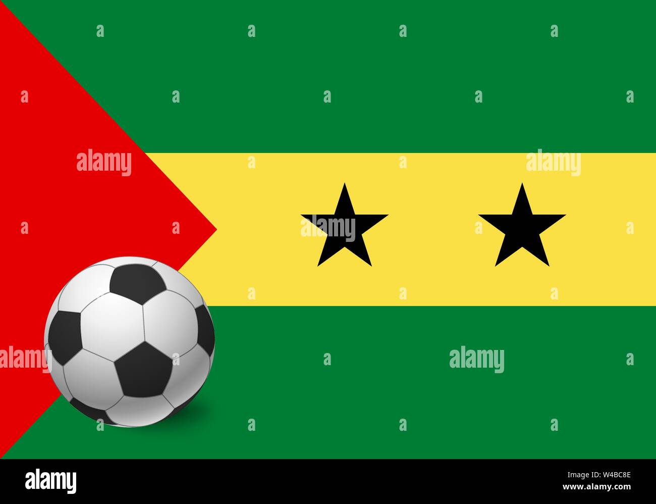 Sao Tome and Principe flag and soccer ball. National football