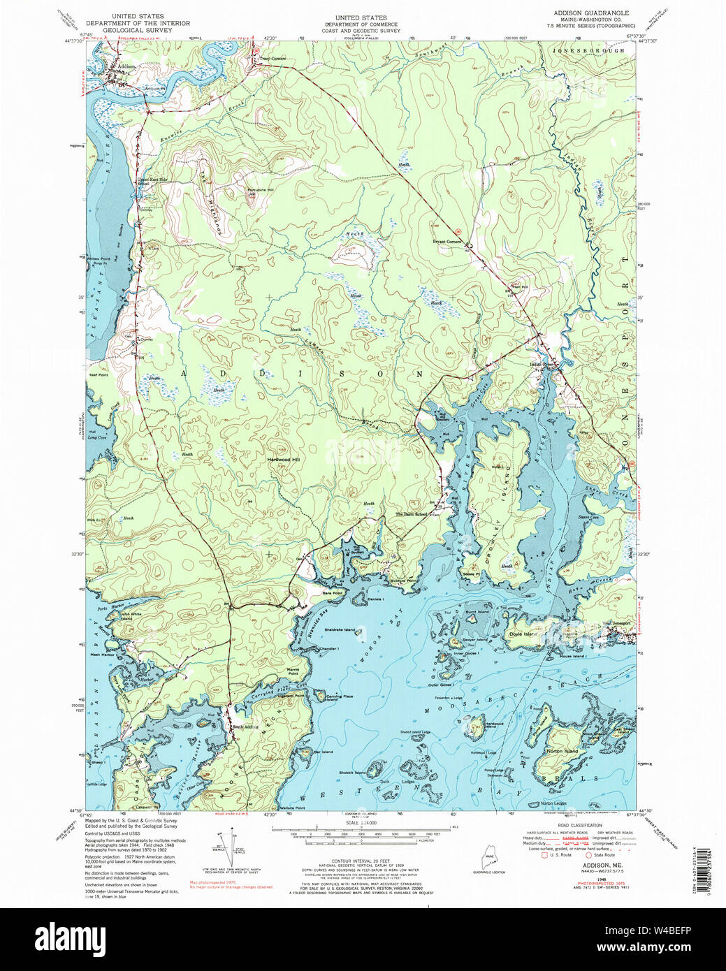 Maine USGS Historical Map Addison 104860 1948 24000 Restoration Stock