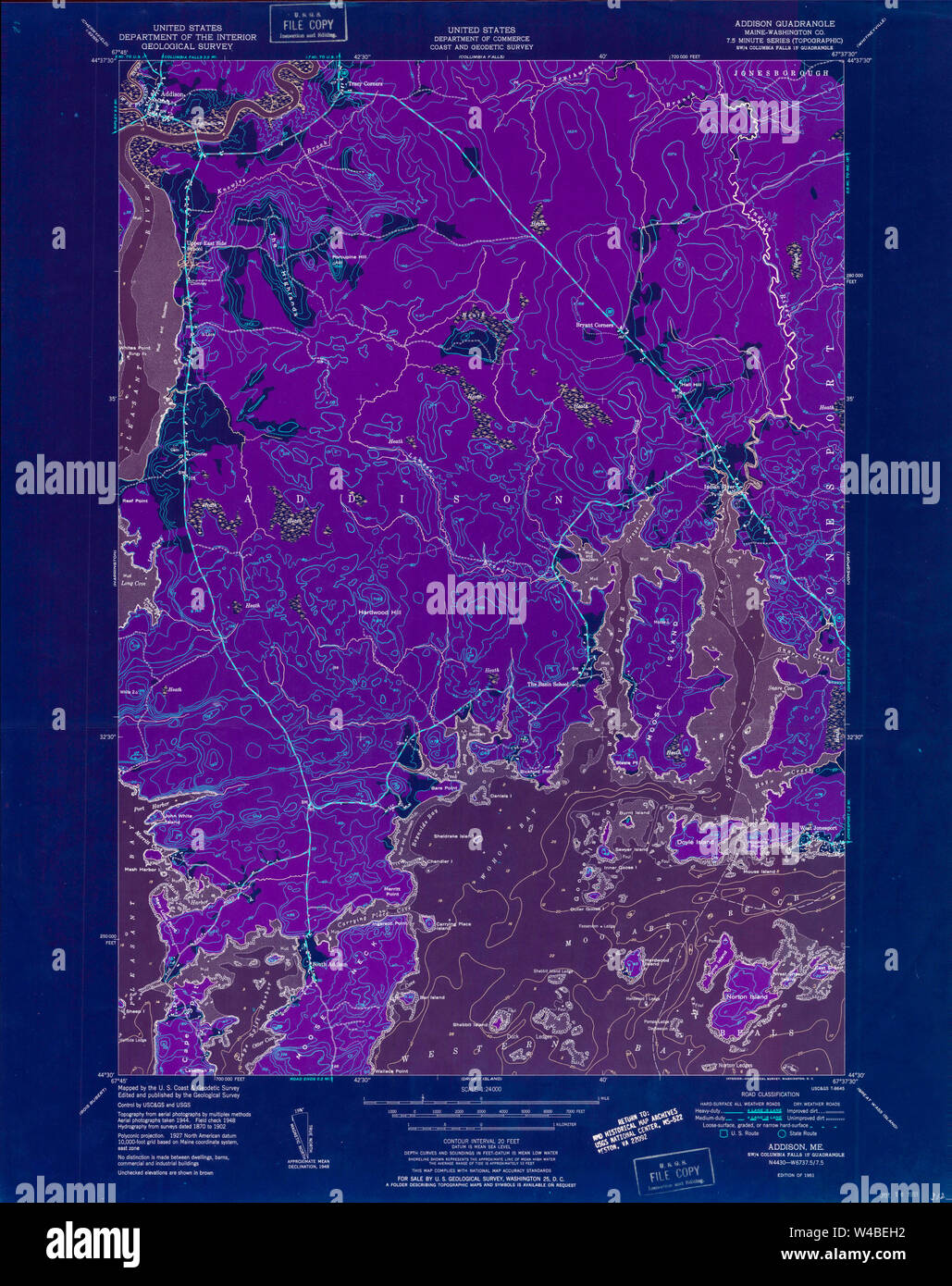 Maine USGS Historical Map Addison 806447 1951 24000 Inversion