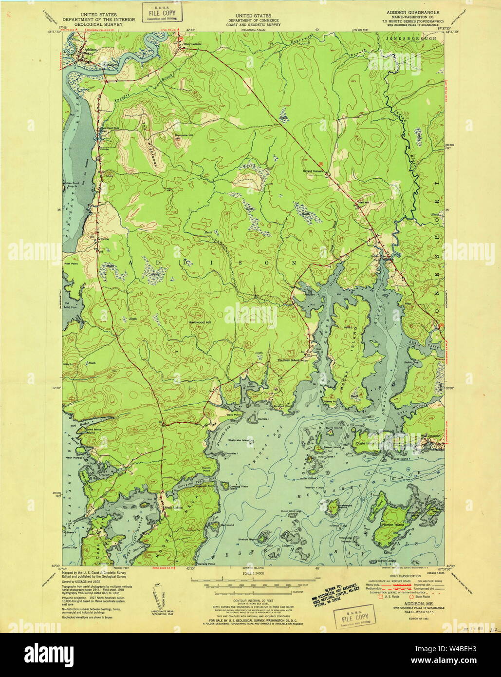 Maine USGS Historical Map Addison 806447 1951 24000 Restoration Stock