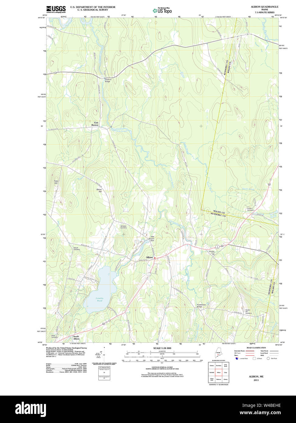 Maine USGS Historical Map Albion 20110906 TM Restoration Stock Photo
