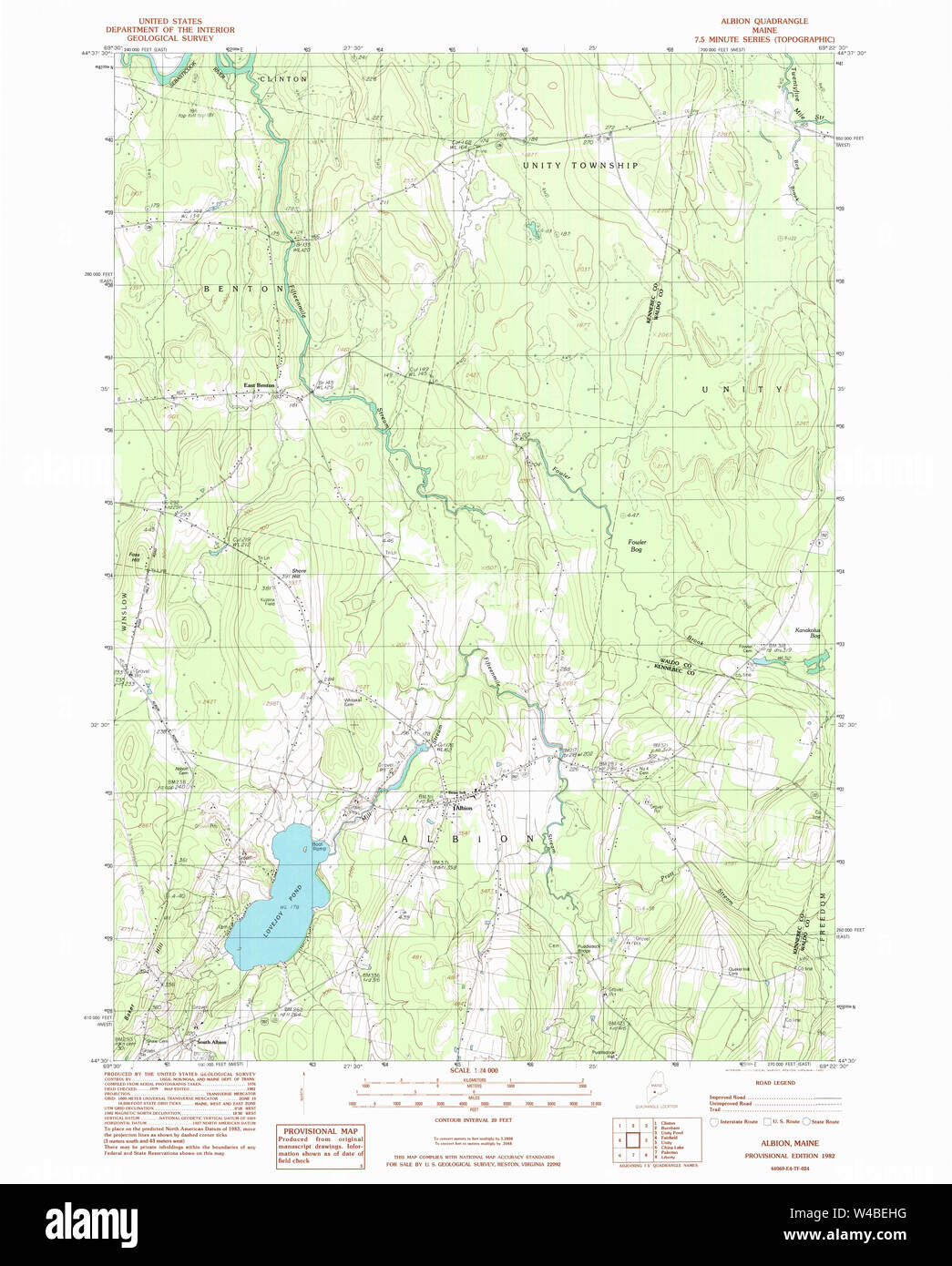 Maine USGS Historical Map Albion 104861 1982 24000 Restoration Stock