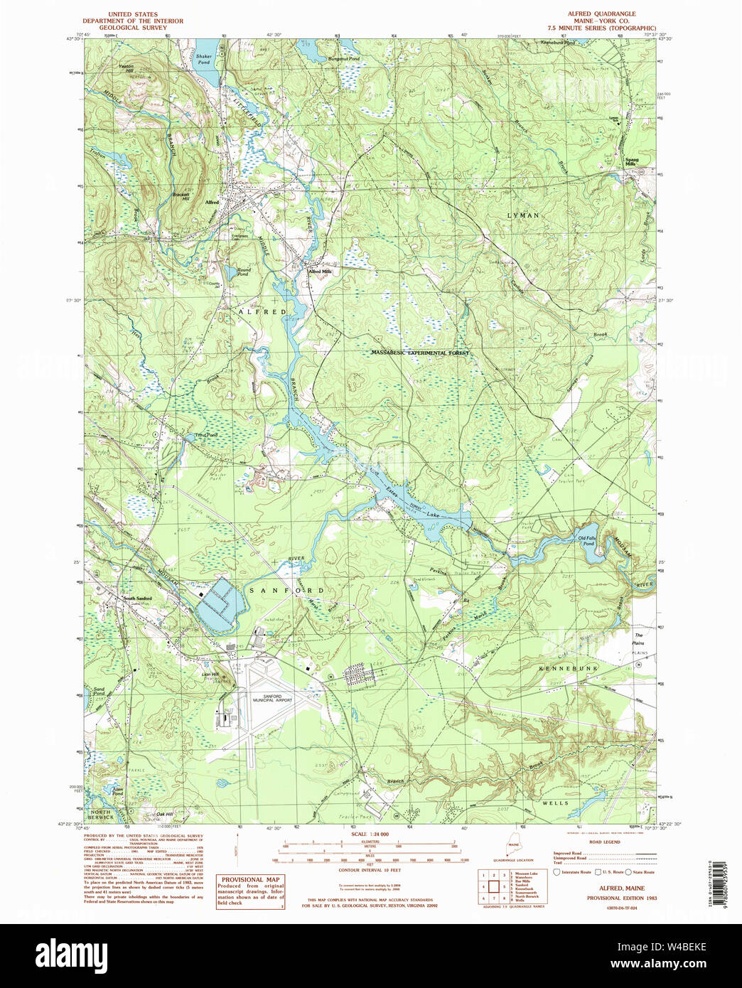 Maine USGS Historical Map Alfred 104863 1983 24000 Restoration Stock ...