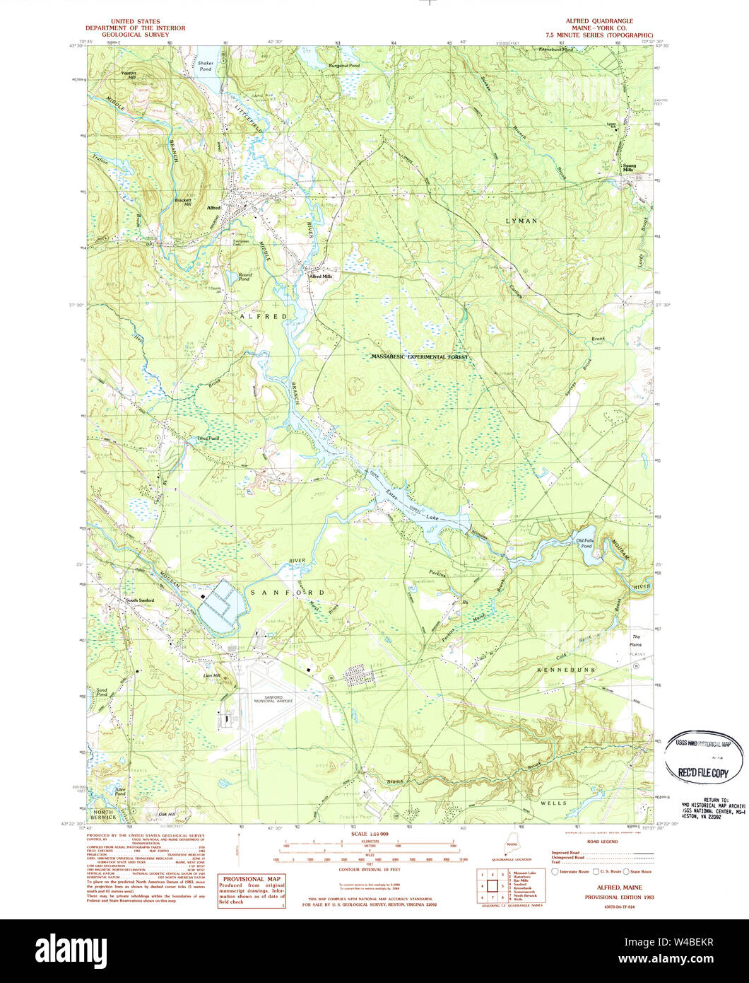 Maine USGS Historical Map Alfred 460072 1983 24000 Restoration Stock
