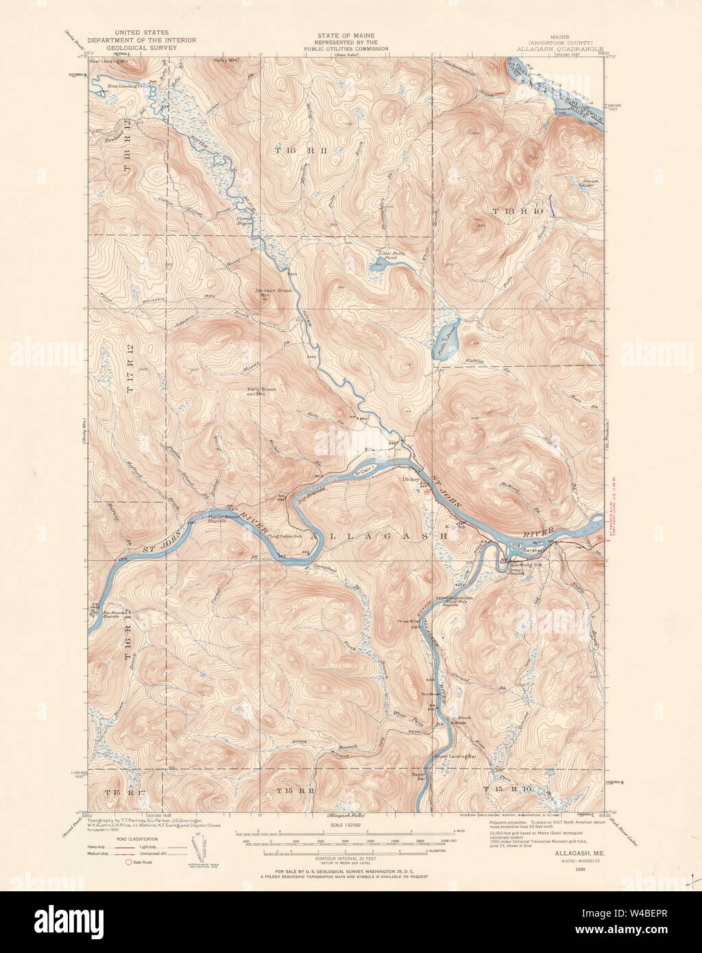 Maine USGS Historical Map Allagash 306436 1930 62500 Restoration Stock ...