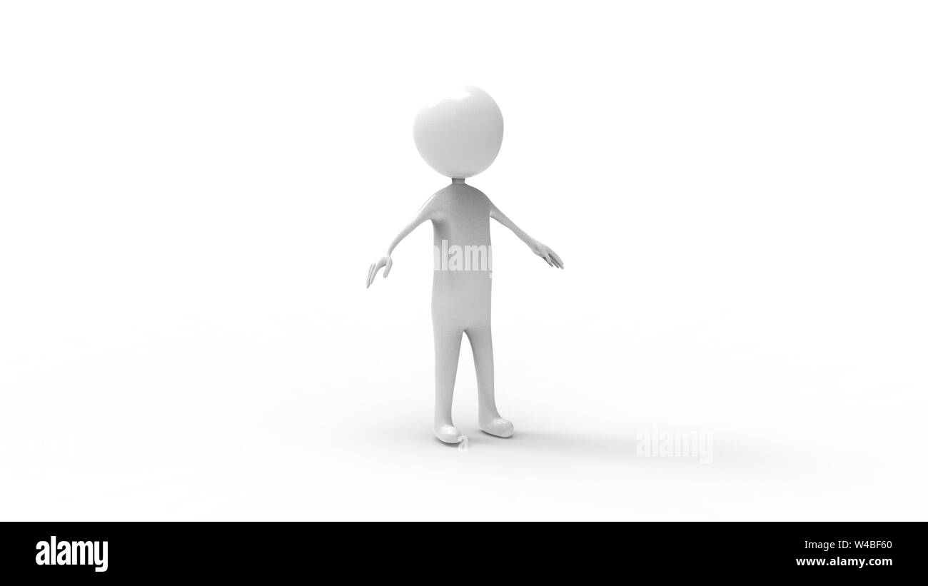 3d rendering of a standing stick figure isolated in white studio background Stock Photo