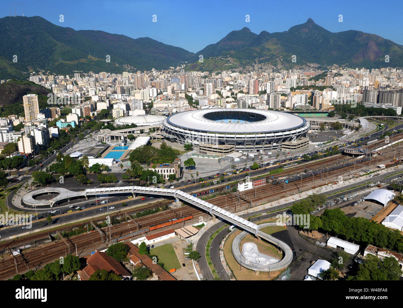Aerial photo of the Maracanã Stadium in the northern part of the city of Rio de Janeiro, Brazil Stock Photo