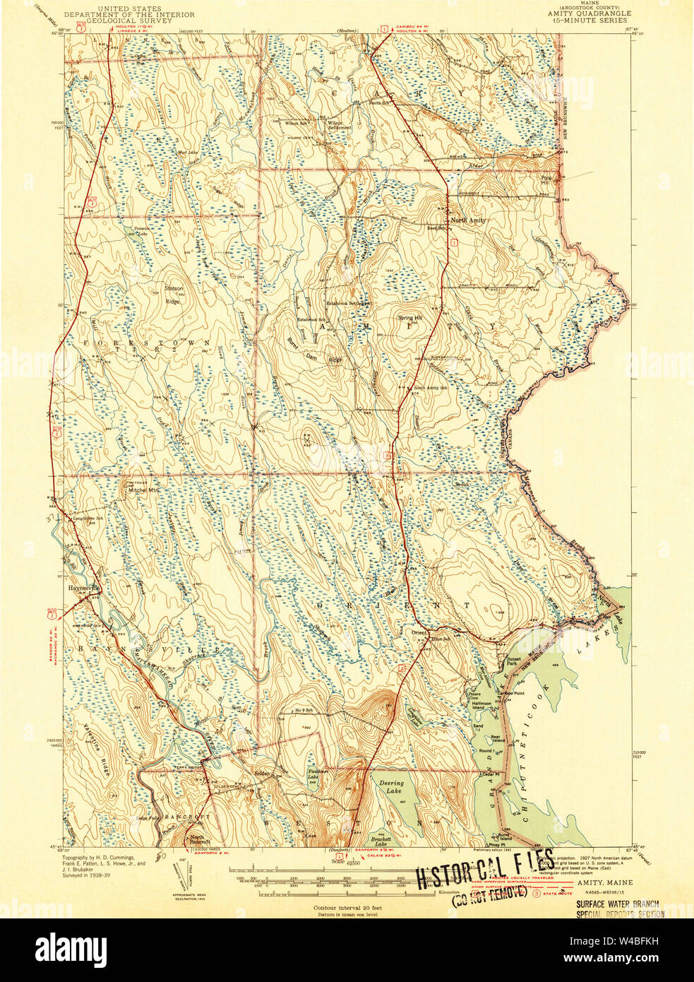Maine USGS Historical Map Amity 460085 1941 62500 Restoration Stock