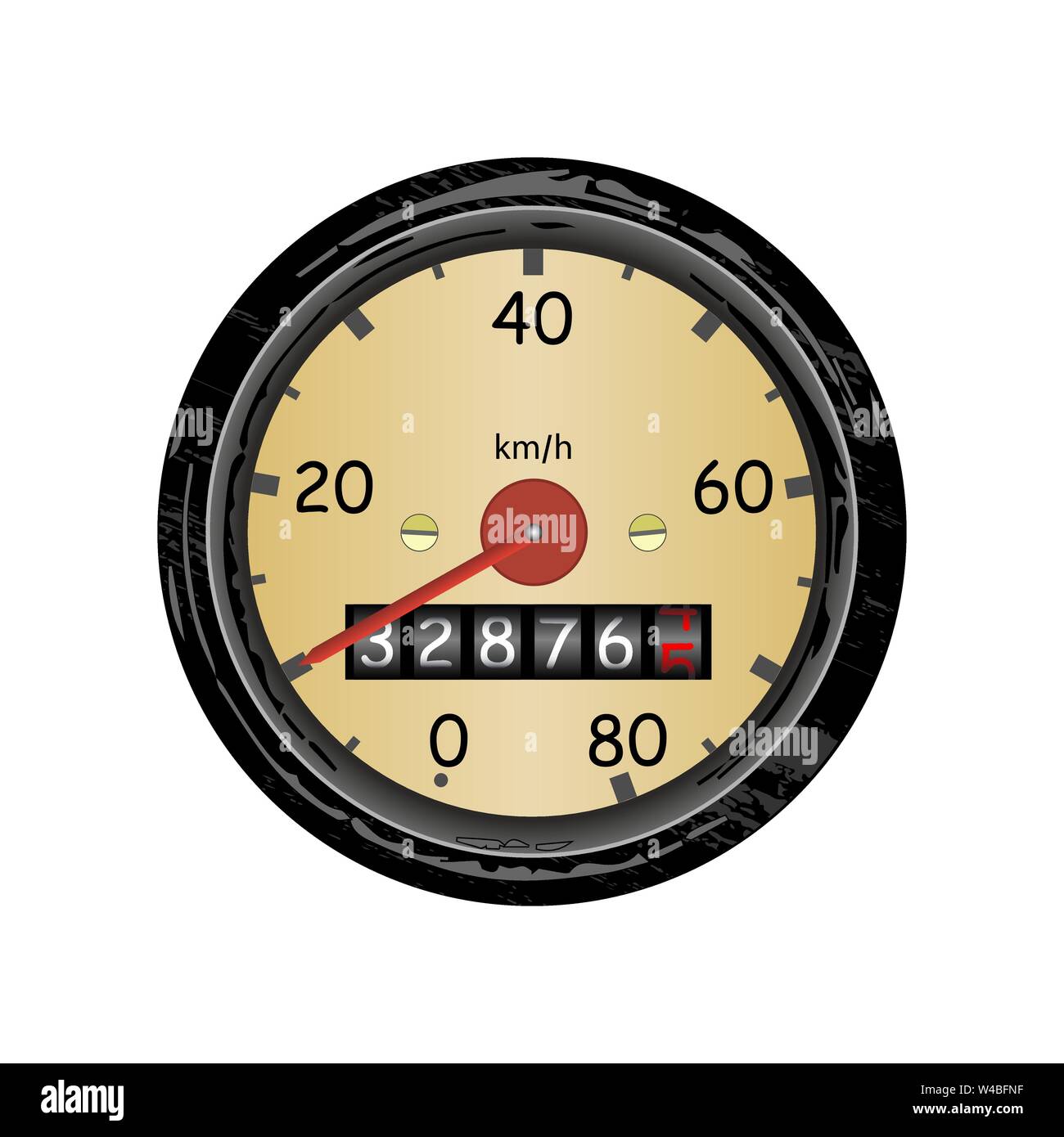 Car speedometer with speed scale and kilometer counter. Vector