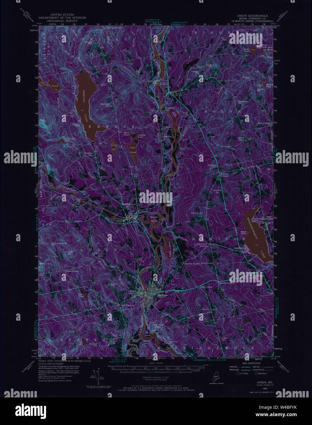 Maine USGS Historical Map Anson 306441 1955 62500 Inversion Restoration