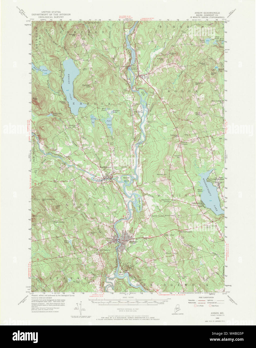 Maine USGS Historical Map Anson 306441 1955 62500 Restoration Stock