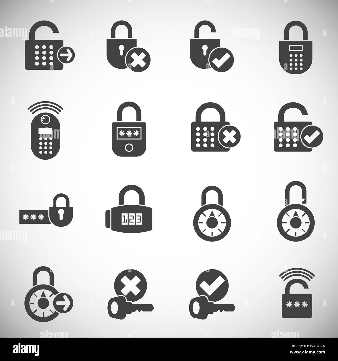 Smart lock icons set on background for graphic and web design. Simple ...