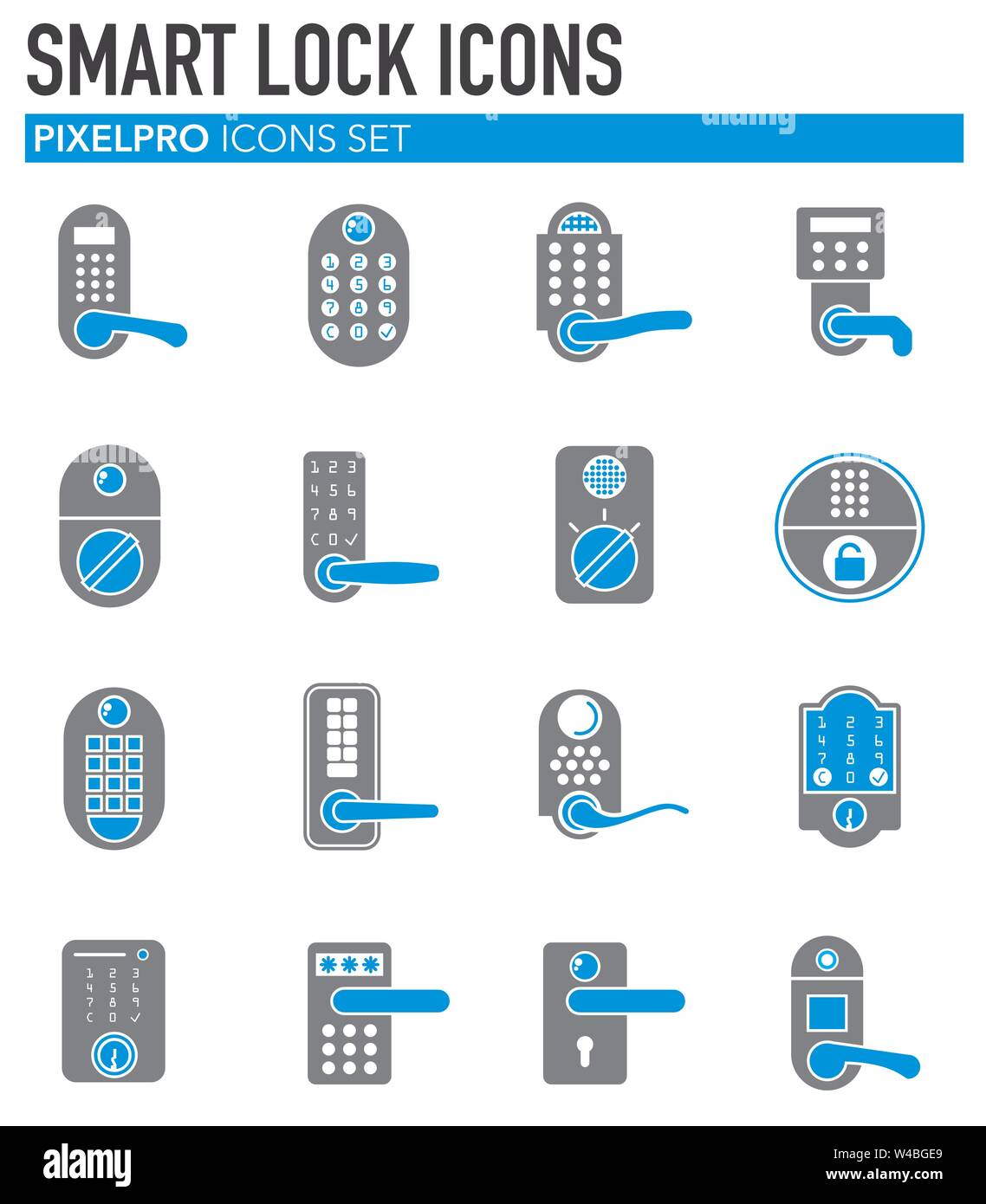 Smart lock icons set on background for graphic and web design. Simple ...