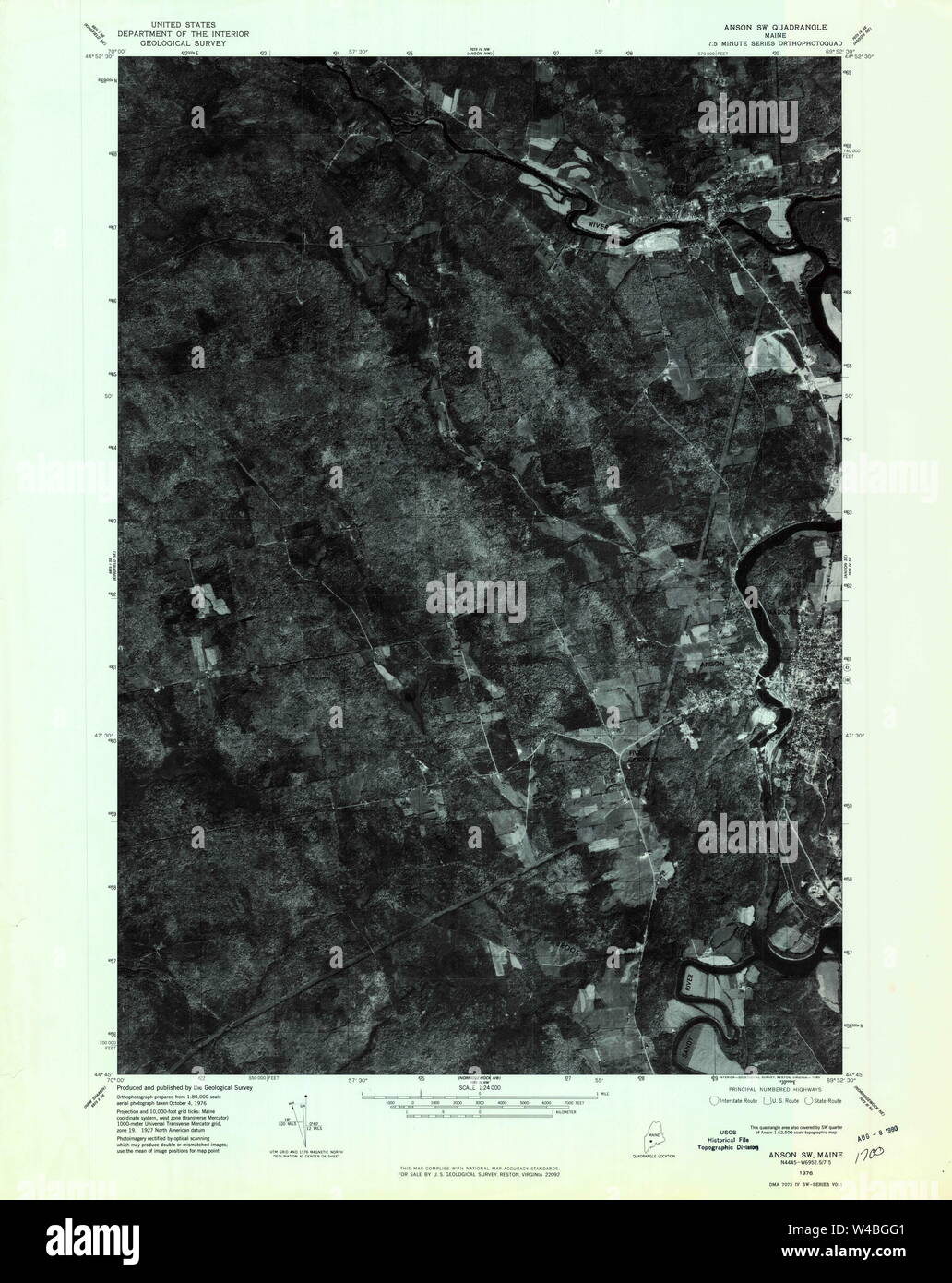 Maine USGS Historical Map Anson SW 806461 1976 24000 Restoration Stock