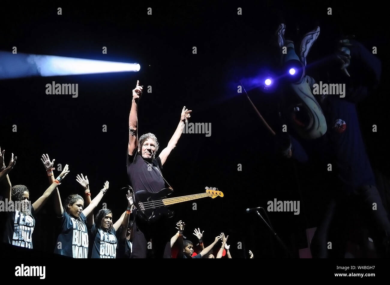 Singer Roger Waters, during his show at Engenhão Stadium, in the city of Rio de Janeiro, Brazil Stock Photo