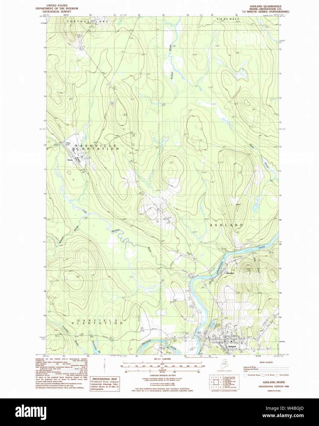 Maine USGS Historical Map Ashland 104875 1986 24000 Restoration Stock Photo Alamy
