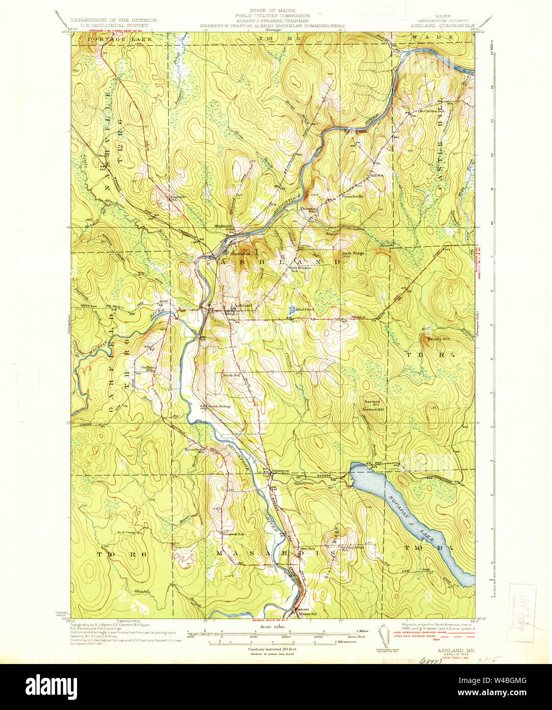 Maine USGS Historical Map Ashland 460115 1934 62500 Restoration Stock