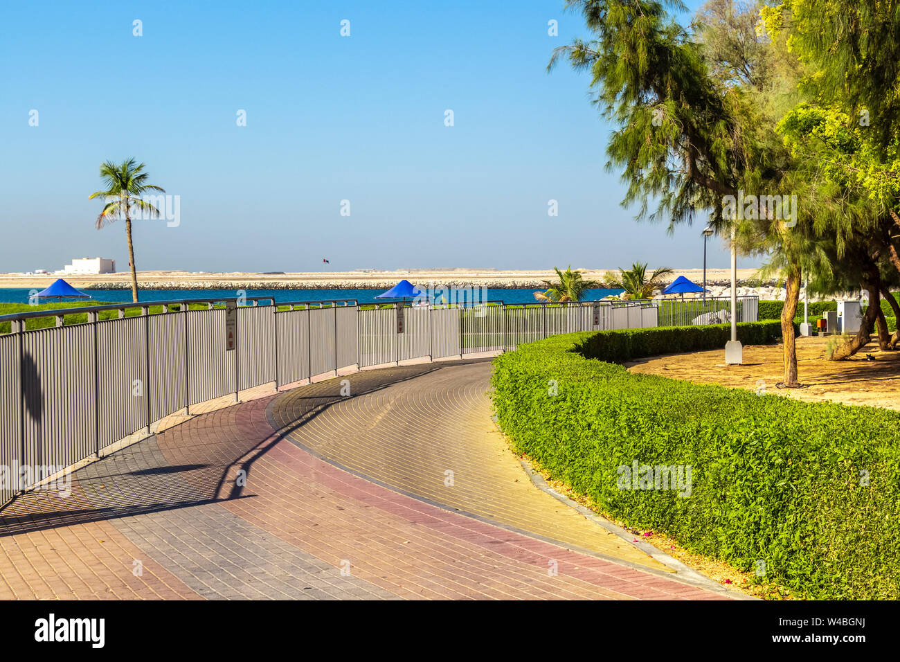 Beautiful park alley with trimmed green bushes Stock Photo - Alamy