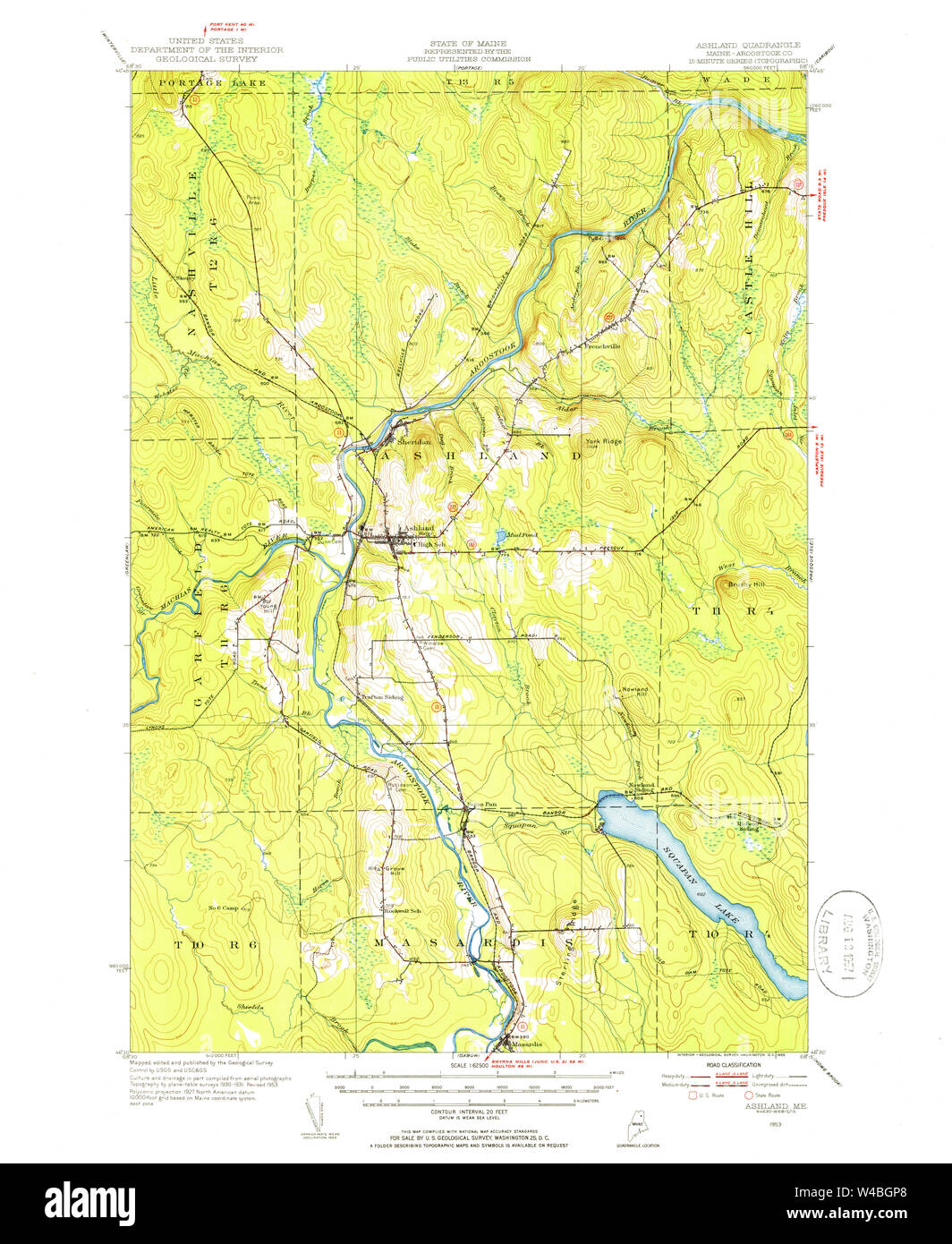 Maine USGS Historical Map Ashland 460118 1953 62500 Restoration Stock