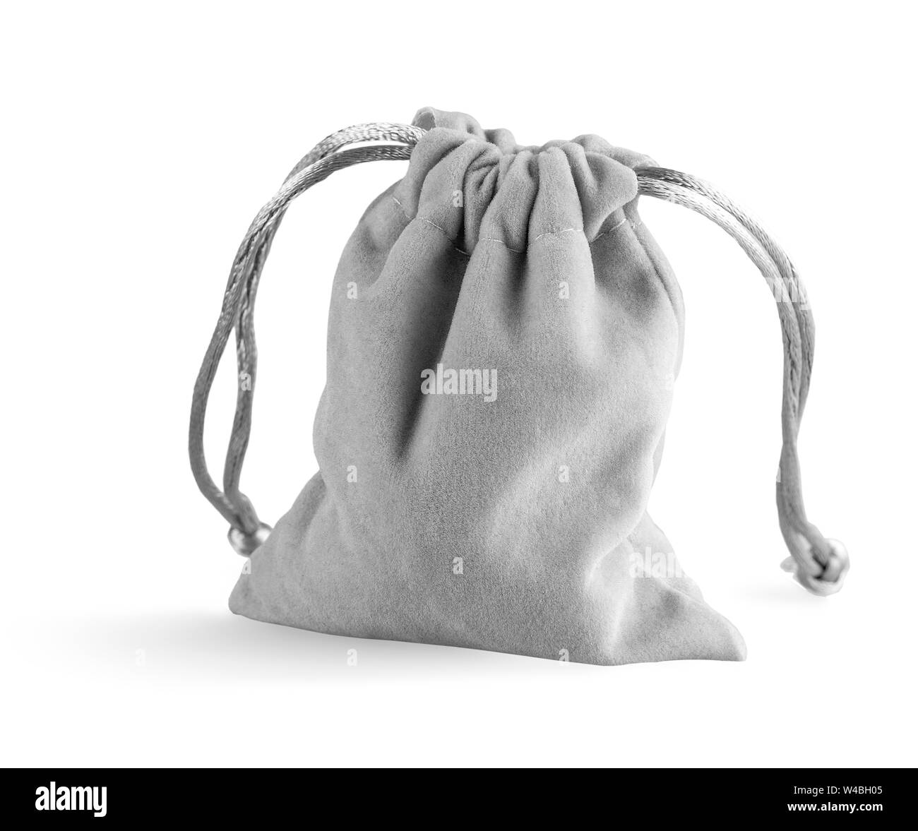 gray velvet bag isolated on white background Stock Photo Alamy