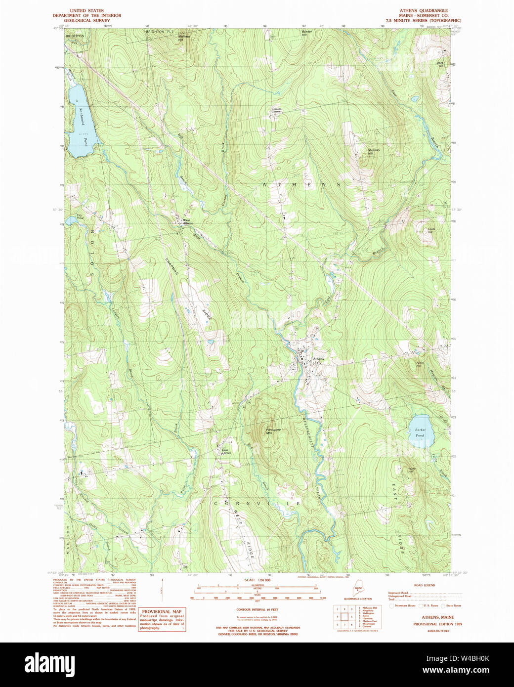Maine USGS Historical Map Athens 104878 1989 24000 Restoration Stock