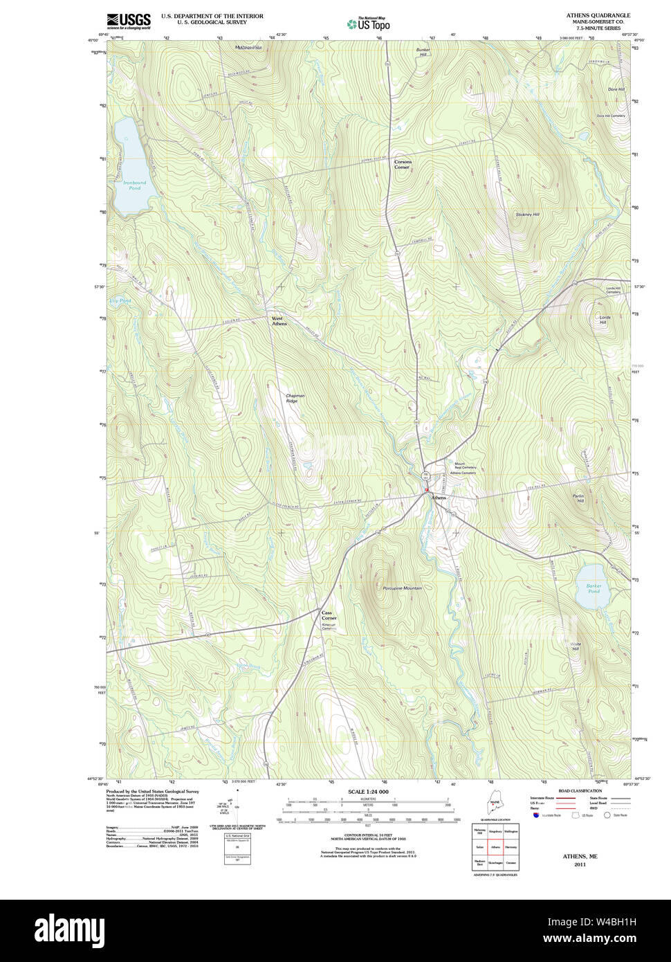 Maine USGS Historical Map Athens 20110906 TM Restoration Stock Photo