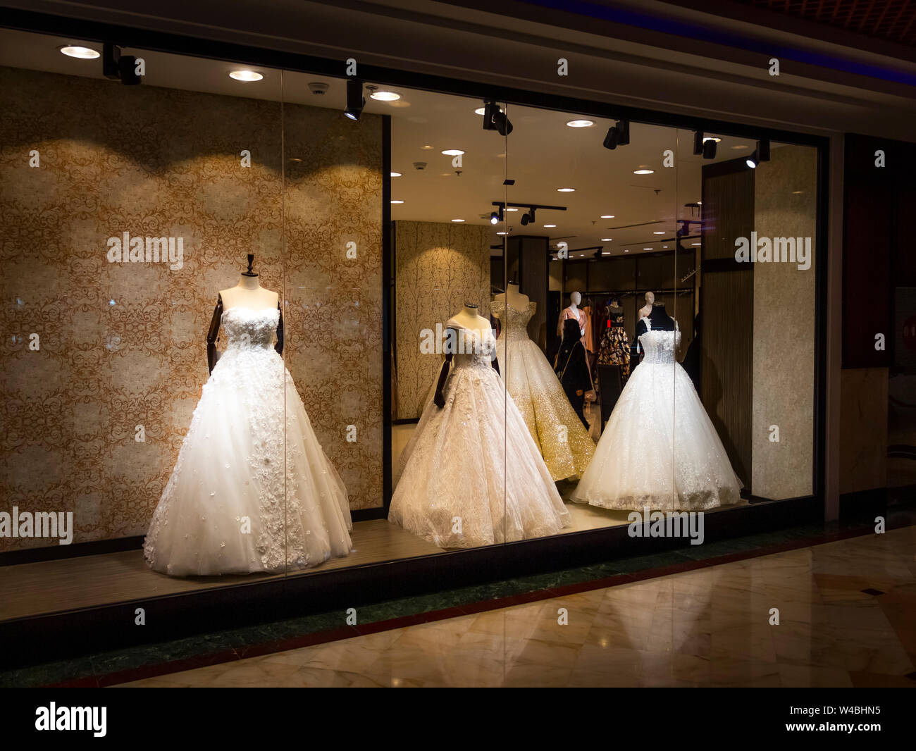 Department of dresses in the women's clothing store Stock Photo Alamy