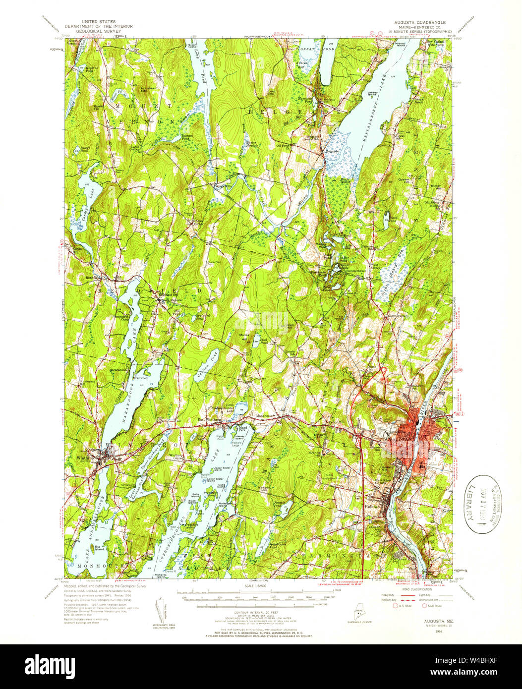 Maine USGS Historical Map Augusta 460134 1956 62500 Restoration Stock