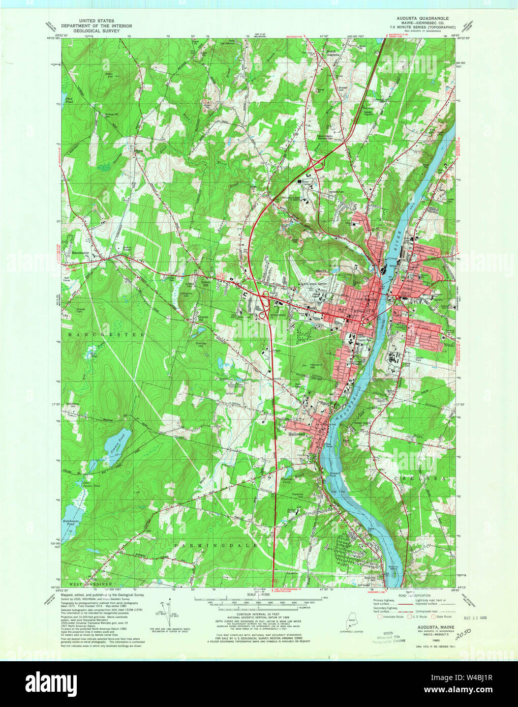 Maine USGS Historical Map Augusta 806471 1980 24000 Restoration Stock