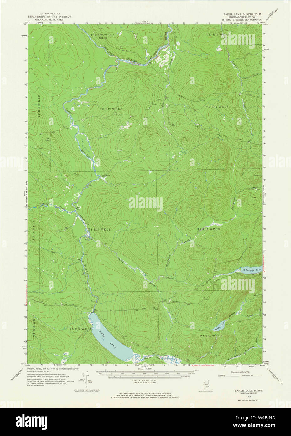 Maine USGS Historical Map Baker Lake 306449 1962 62500 Restoration