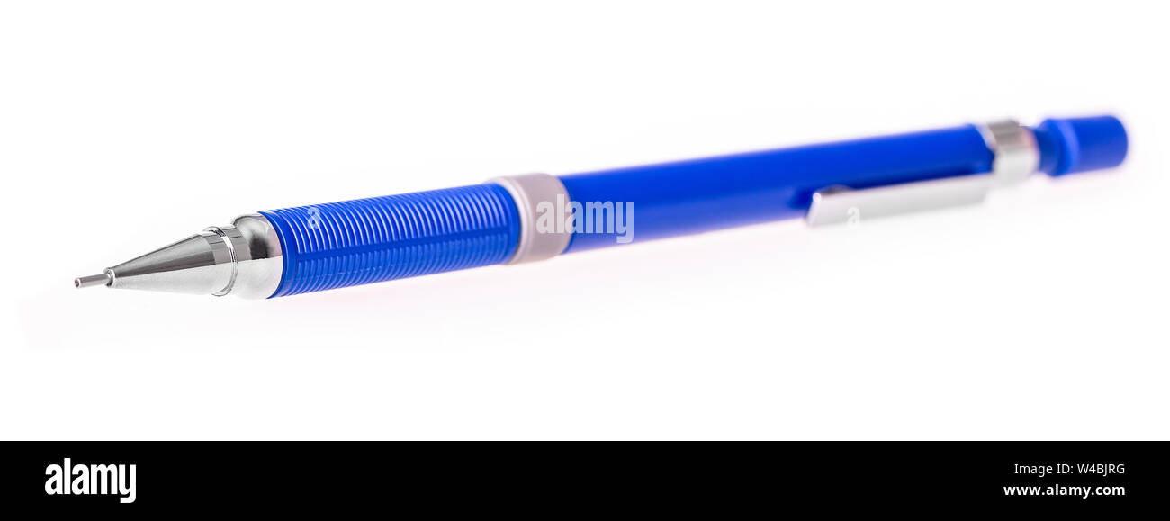 Blue ballpoint pen isolated on white background Stock Photo - Alamy