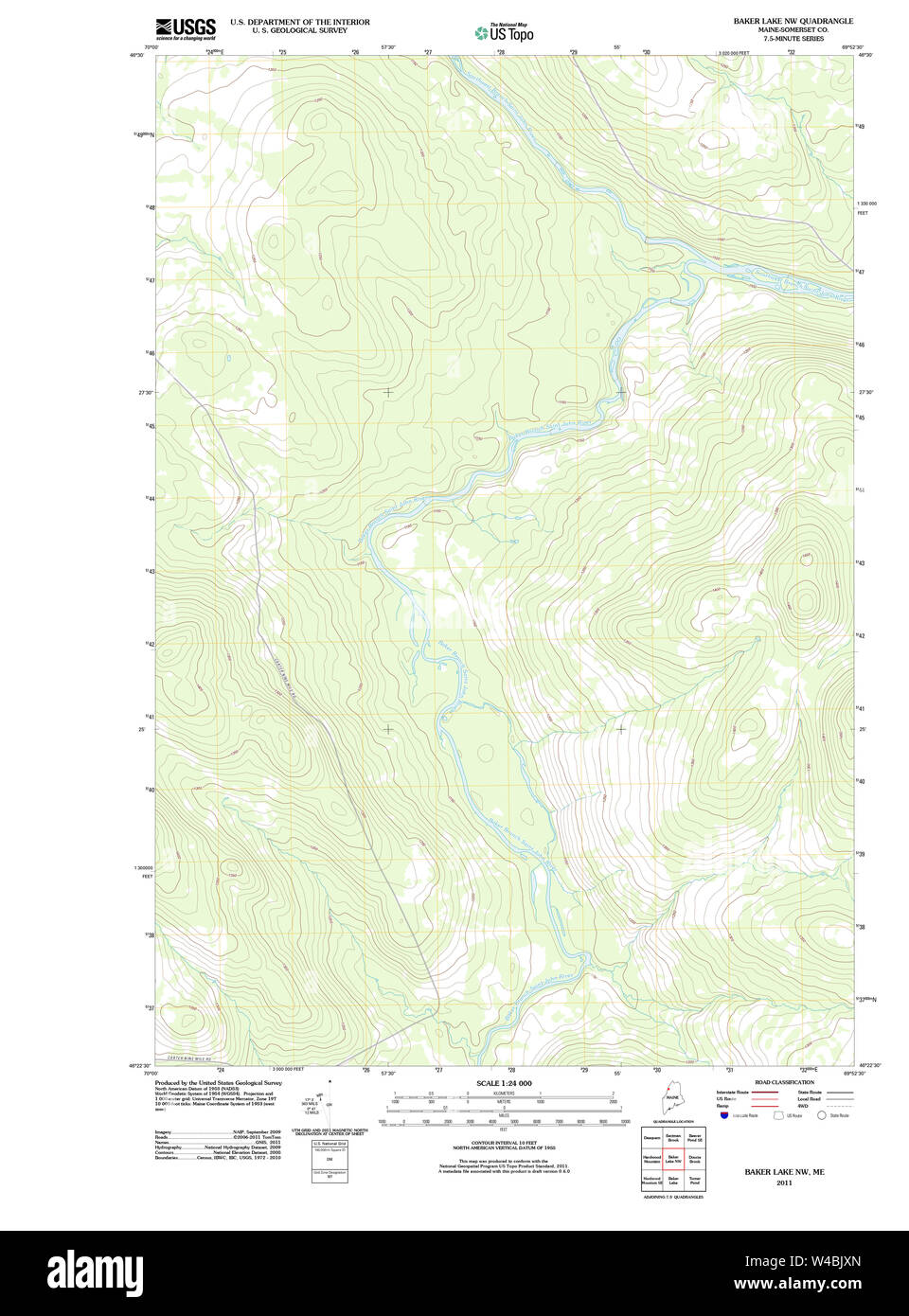 Maine USGS Historical Map Baker Lake NW 20110906 TM Restoration Stock ...