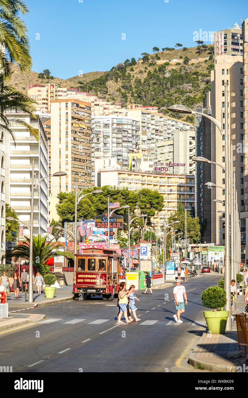 Benidorm, Spain, June 15, 2019 - People walking in Benidorm city Stock Photo