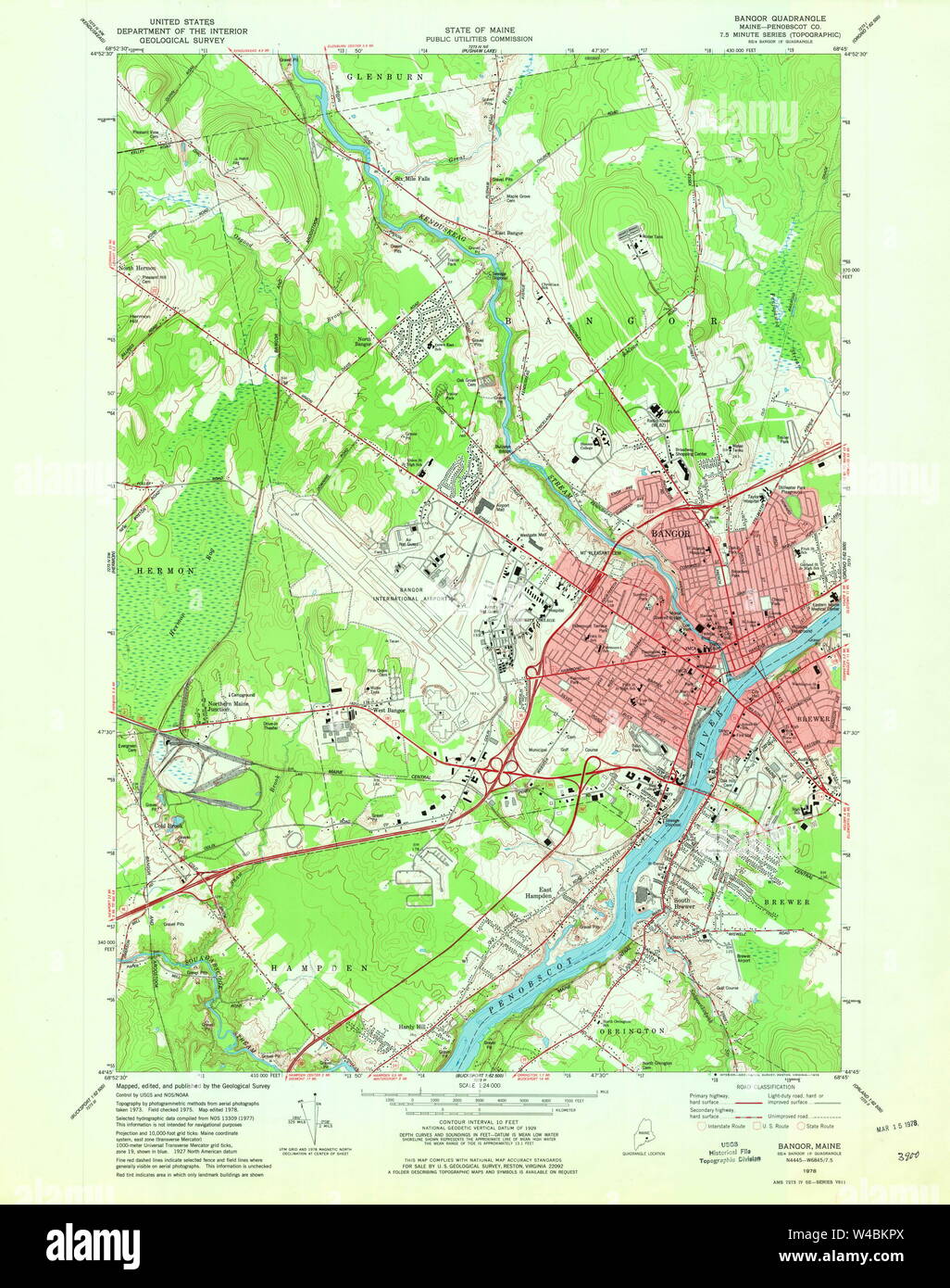 Maine USGS Historical Map Bangor 806483 1978 24000 Restoration Stock ...