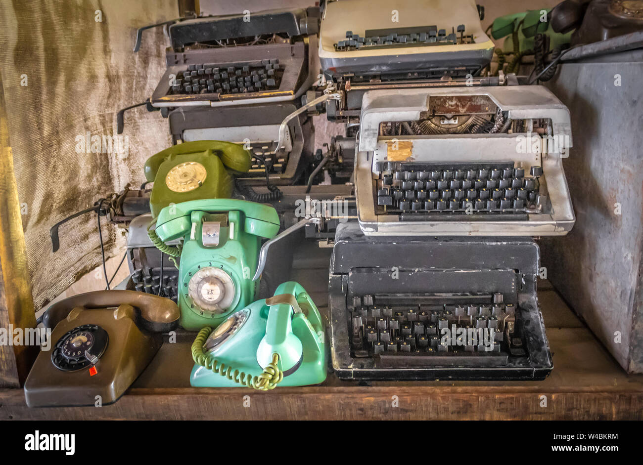 A pile of old discarded office equipment. Stock Photo