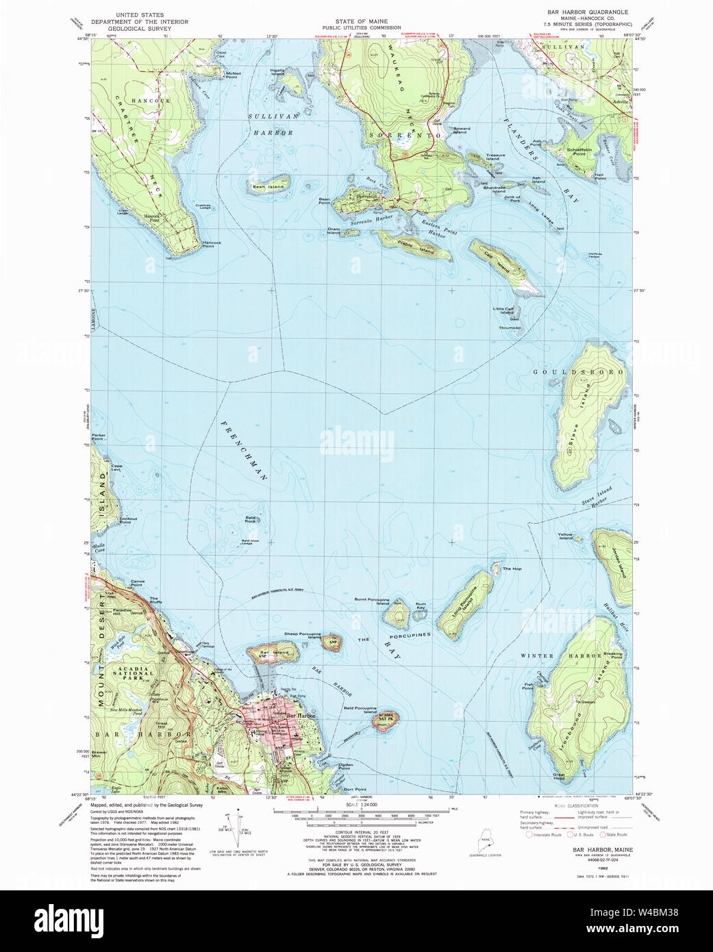 Bar Harbor Maine Map United States - Maine Usgs Historical Map Bar Harbor 104891 1982 24000 Restoration W4BM38 