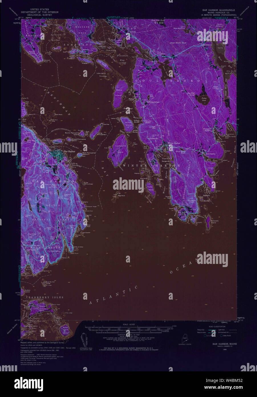 Maine USGS Historical Map Bar Harbor 306455 1956 62500 Inversion
