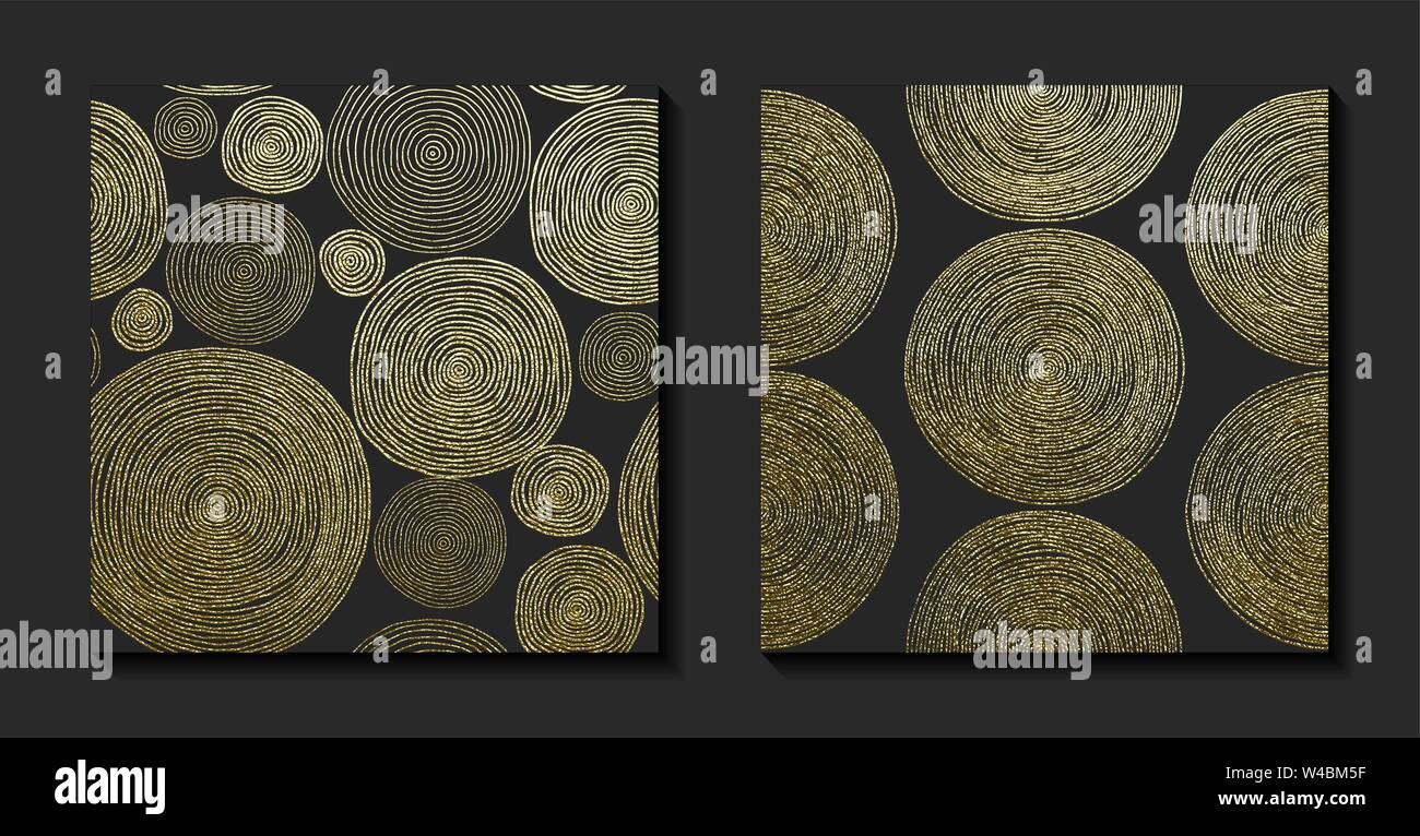 Gold vector illustration. Golden, hand drawn pattern with circles. Abstract background Stock Vector