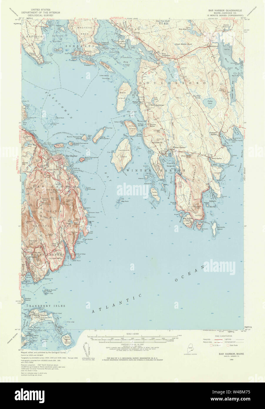 Maine USGS Historical Map Bar Harbor - Maine Usgs Historical Map Bar Harbor 306456 1956 62500 Restoration W4BM75 