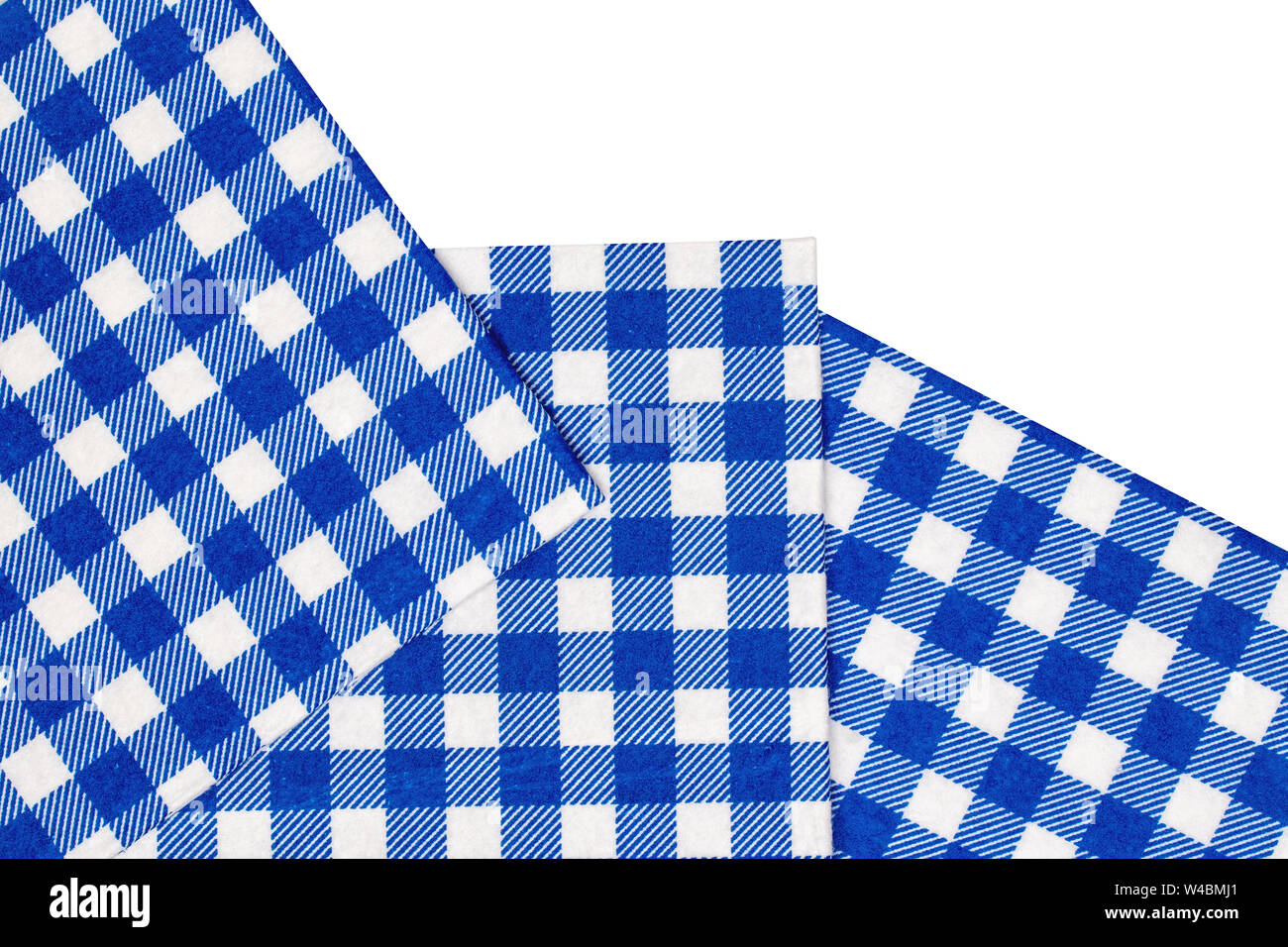 Closeup Of A Set Of Blue And White Checkered Kitchen Cloth Or Napkin Isolated On White Background Kitchen Accessories Macro Stock Photo Alamy