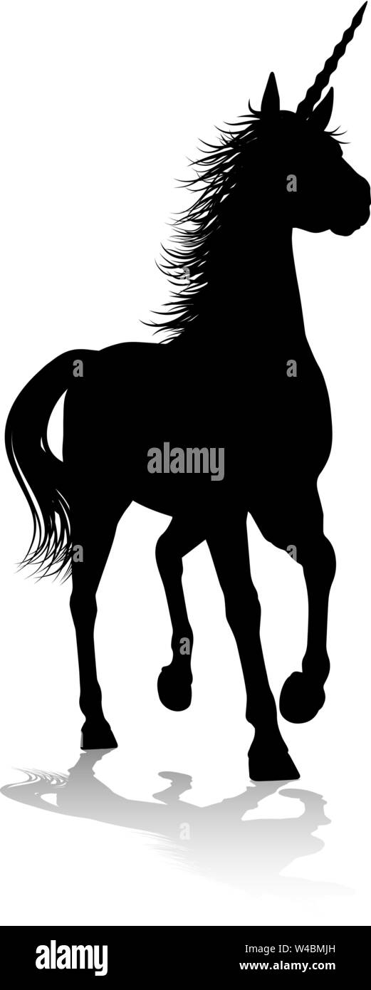 Unicorn Silhouette Horned Horse Stock Vector