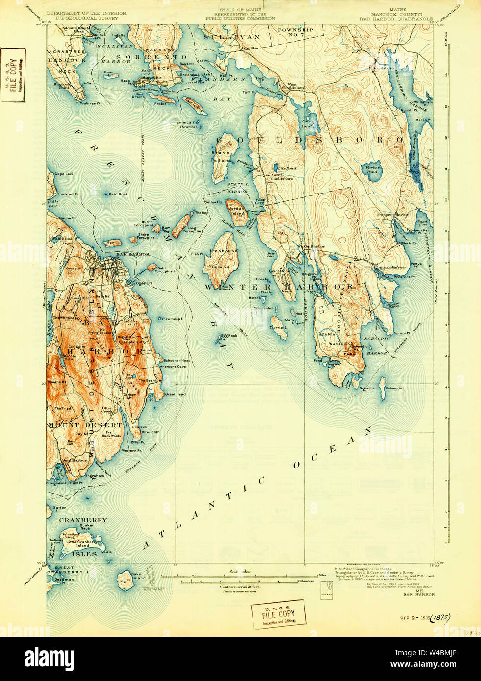 Maine USGS Historical Map Bar Harbor - Maine Usgs Historical Map Bar Harbor 807359 1904 62500 Restoration W4BMJP 