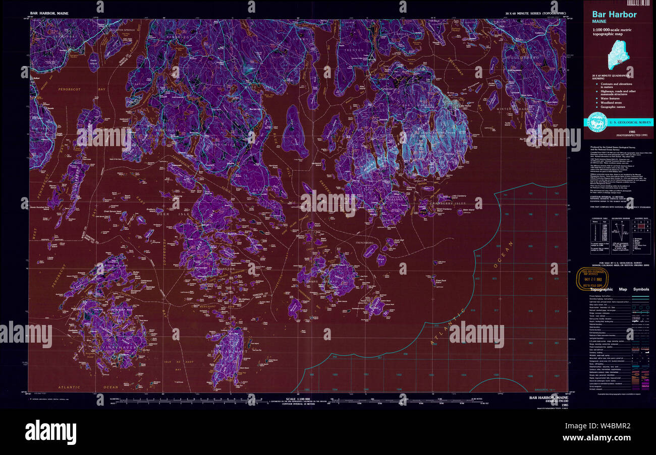 Maine USGS Historical Map Bar Harbor - Maine Usgs Historical Map Bar Harbor 807772 1985 100000 Inversion Restoration W4BMR2 
