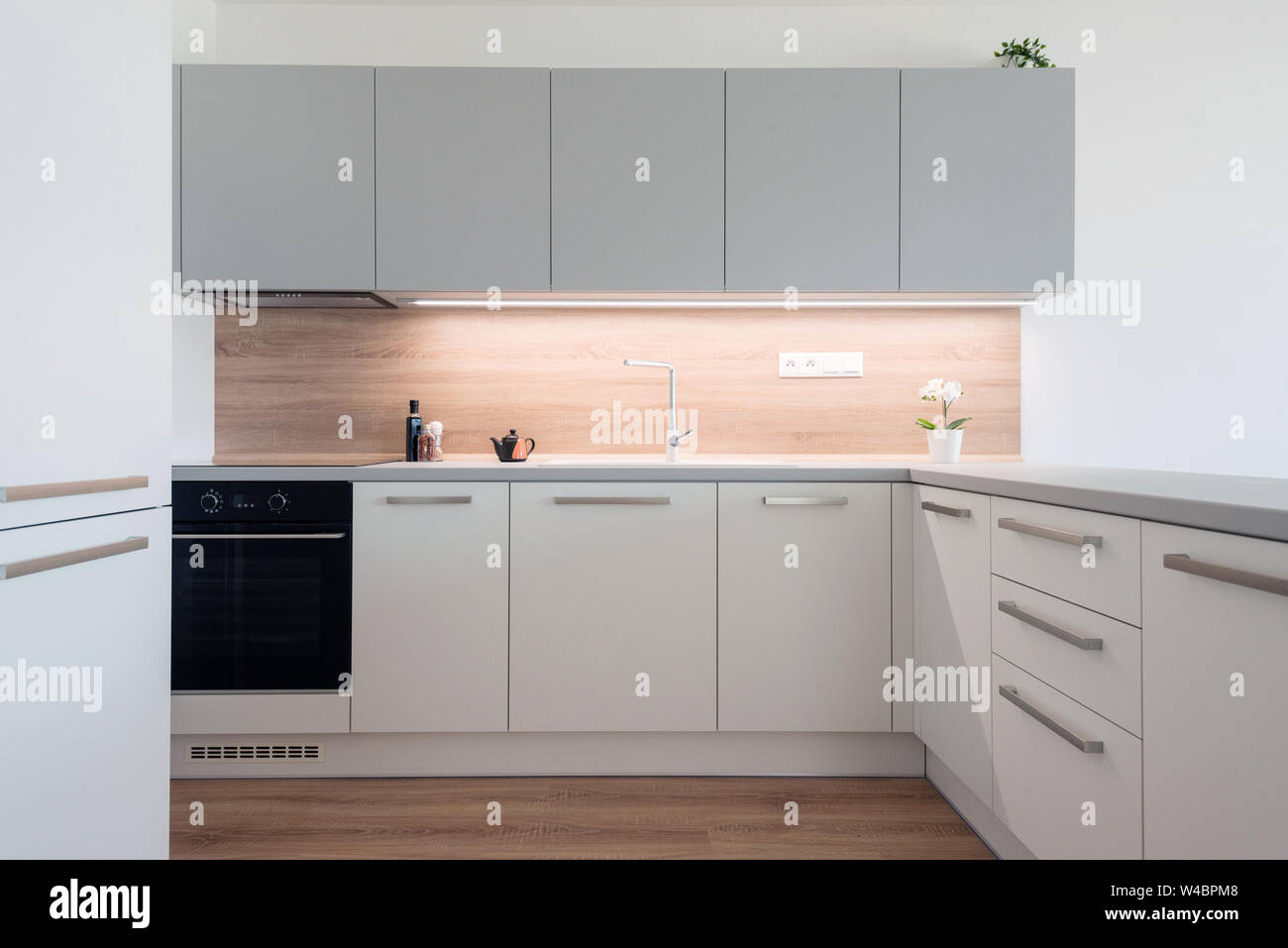 Interior of modern kitchen with built-in appliances Stock Photo - Alamy