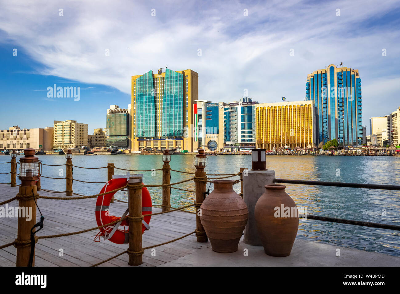 Dubai, UAE December 1, 2018 Large clay pots are on the streets