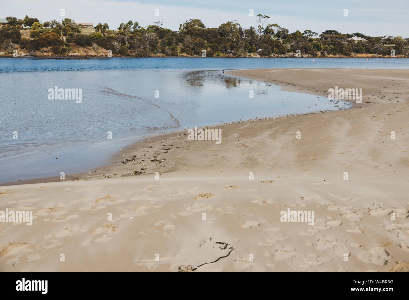 sunny Australian beach in Cremorne, Tasmania looking beautiful and